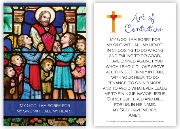 Contrition Children's Prayer Card