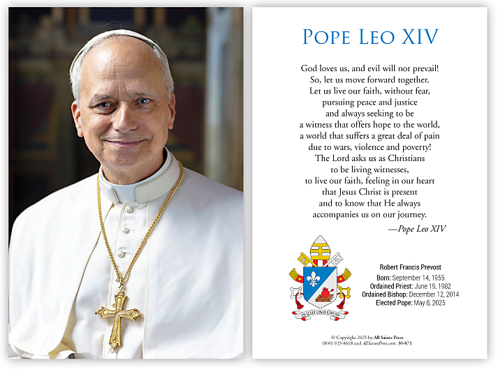 Pope Leo XIV Memorabilia Prayer Card - 7x5 Inch Glossy Print - Christian Wall Hanging